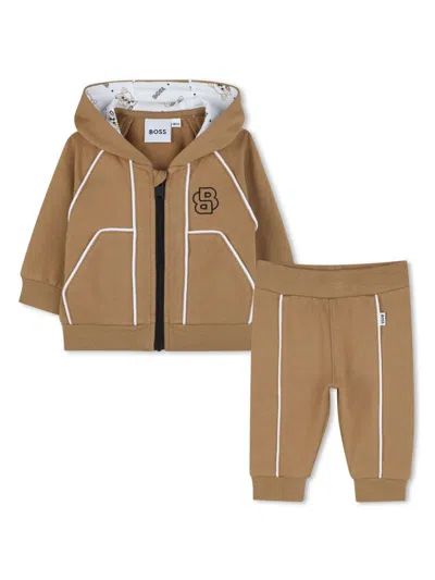 Bosswear Babies' Cotton Tracksuit Set In Neutrals