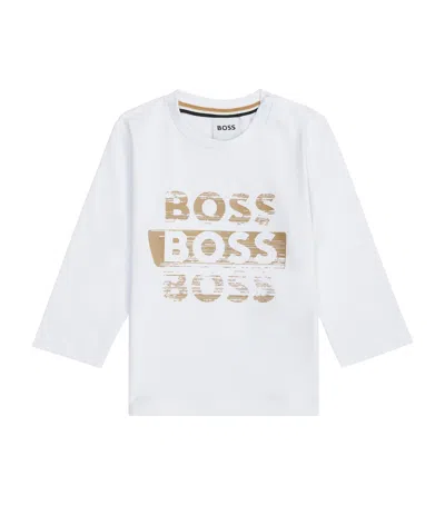 Bosswear Kids' Cotton Triple Logo T-shirt In White