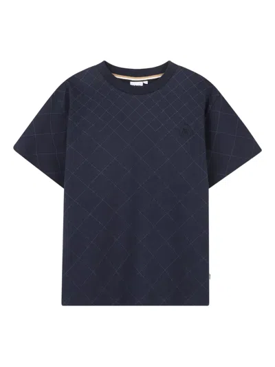 Bosswear Diamond-print Short-sleeve T-shirt In Blue