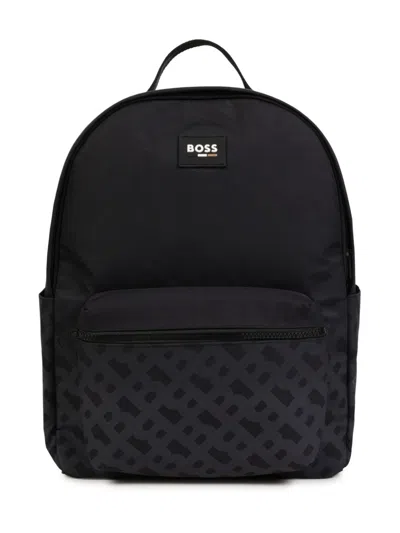 Bosswear Kids' Double B-monogram Backpack In Black