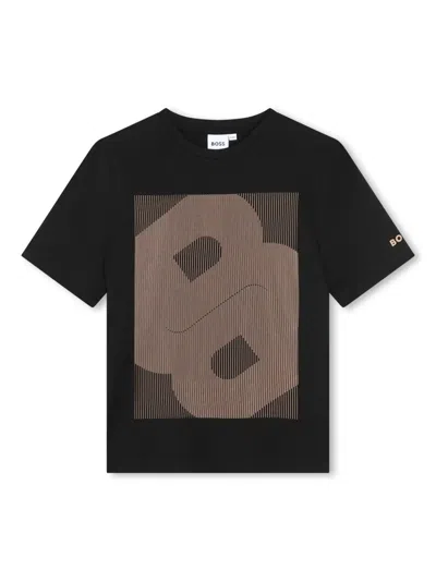 Bosswear Kids' Double B-print Cotton T-shirt In Black