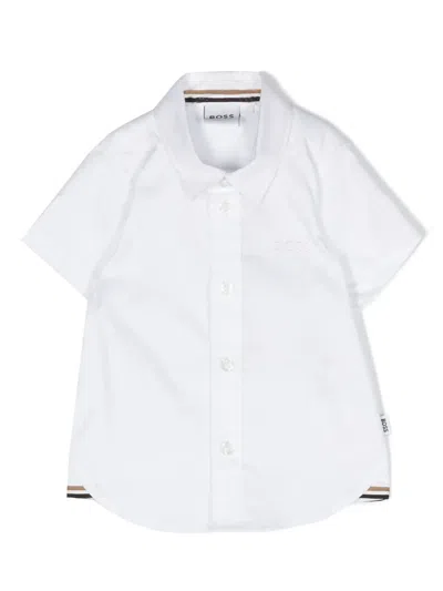 Bosswear Babies' Striped-edge Cotton Shirt In 白色