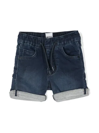 Bosswear Babies' Embroidered-logo Denim Shorts In Blue