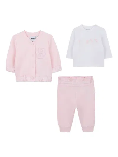 Bosswear Babies' Embroidered Tracksuit (set Of Two) In Pink