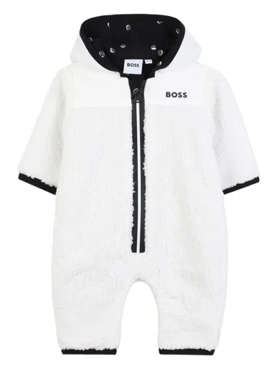 Bosswear Babies' Fleece-lined Zip-up Jumpsuit In White
