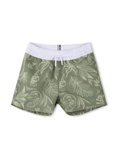 Bosswear Babies' Floral-print Swim Shorts In 绿色