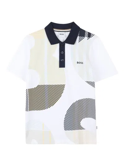 Bosswear Kids' Graphic-pattern Polo Shirt In White