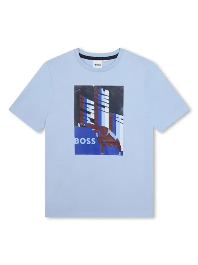 Bosswear Kids' Jersey-t-shirt Mit Grafischem Print In Blue