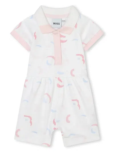 Bosswear Babies' Graphic-print Cotton Romper In White