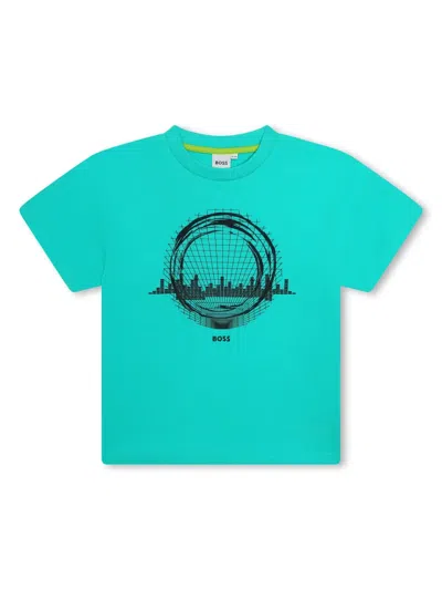 Bosswear Kids' Graphic-print Cotton T-shirt In Blue