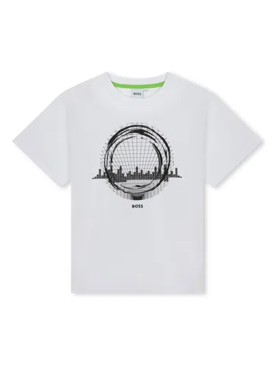 Bosswear Kids' Graphic-print Cotton T-shirt In White