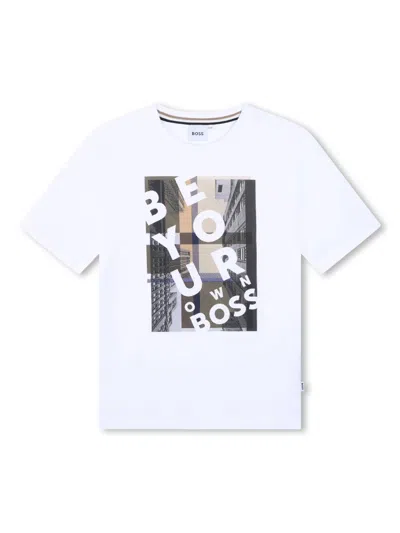 Bosswear Kids' Graphic-print Cotton T-shirt In White