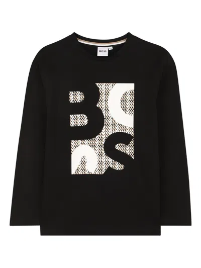 Bosswear Kids' Graphic-print Long-sleeve T-shirt In Black