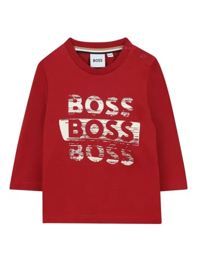 Bosswear Babies' Graphic-print Long-sleeve T-shirt In Red