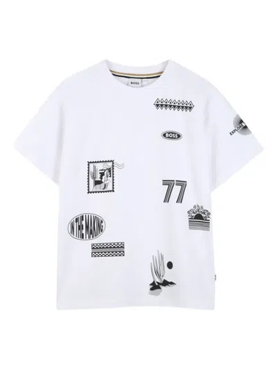 Bosswear Kids' Graphic-print Short-sleeve T-shirt In White