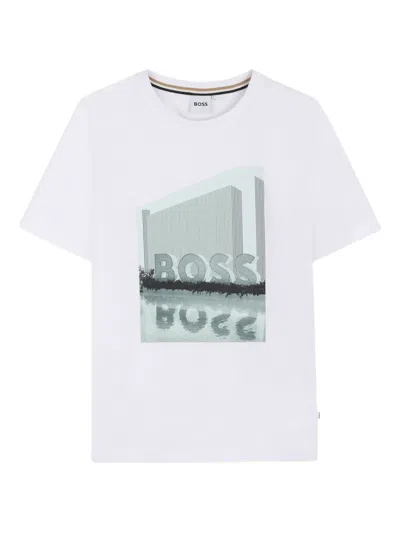 Bosswear Kids' Graphic-print Short-sleeved T-shirt In White