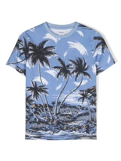 Bosswear Kids' Graphic-print T-shirt In Blue