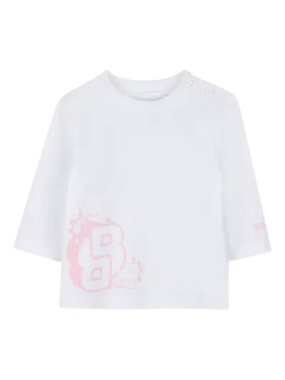 Bosswear Babies' Graphic-printed Long-sleeve Top In White