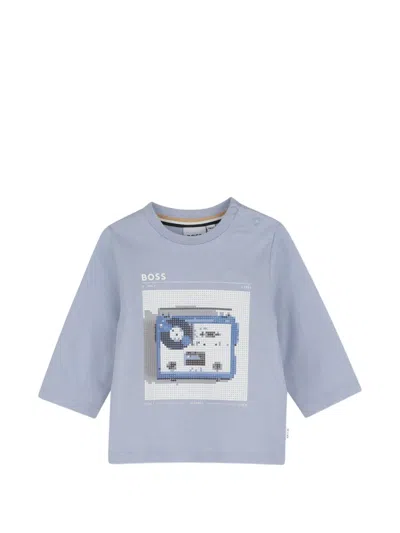 Bosswear Babies' Graphic-print Long-sleeved T-shirt In Blue