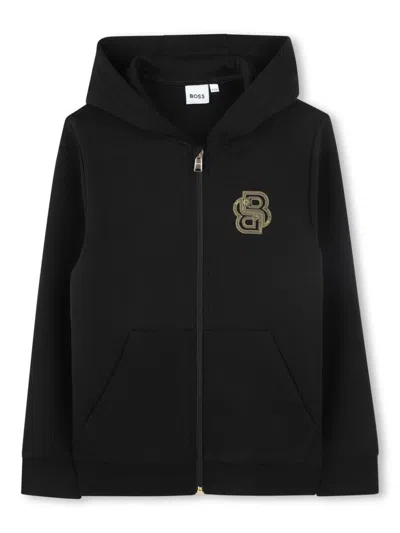 Bosswear Kids' Cardigan Mit Kapuze In Schwarz