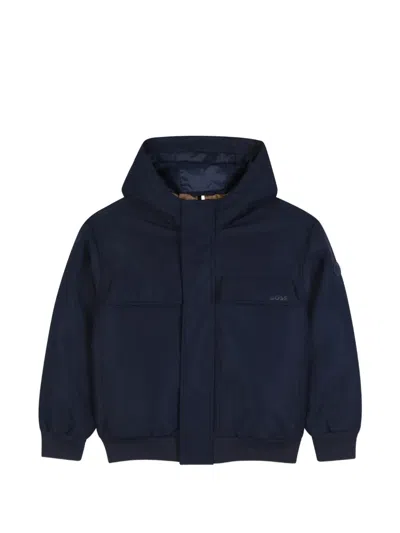 Bosswear Kids' Hooded Logo-print Jacket In Blue