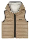 Bosswear Hooded Puffer Gilet In Brown