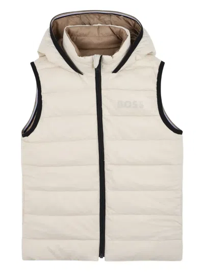 Bosswear Hooded Puffer Vest In Neutral