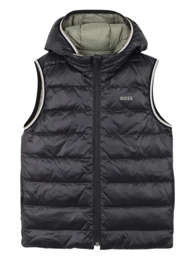 Bosswear Kids' Hooded Puffer Vest In Black