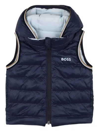 Bosswear Babies' Hooded Puffer Vest In Blue