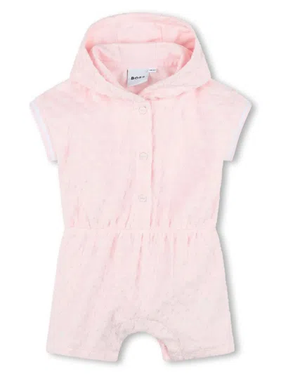 Bosswear Babies' Hooded Romper In Pink