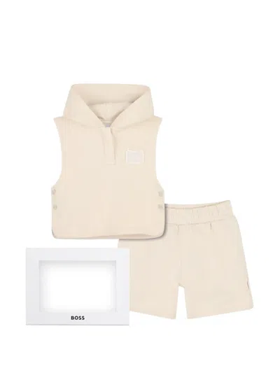 Bosswear Kids' Hooded Sleeveless Tracksuit In Brown