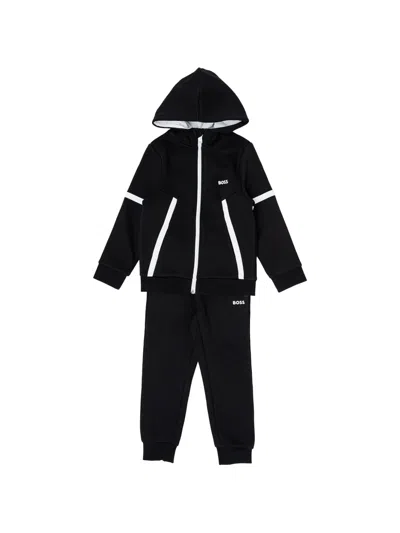 Bosswear Kids' Hooded Stripe Tracksuit In Black