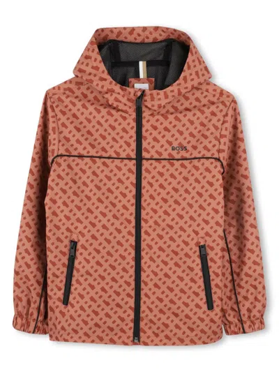 Bosswear Kids' Hooded Windbreaker Jacket In 褐色