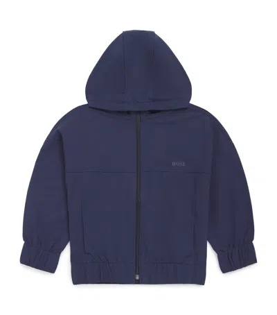 Bosswear Kids' Hooded Zip-up Raincoat In Blue