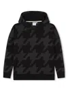 Bosswear Houndstooth-print Cotton Hoodie In Black