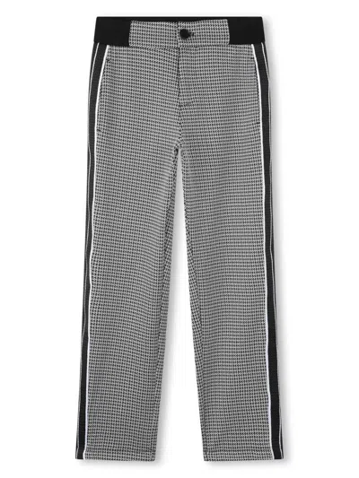 Bosswear Kids' Houndstooth Straight-leg Trousers In Black