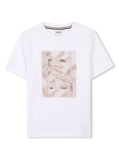 Bosswear Kids' Illustration Print Cotton T-shirt In White