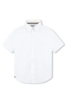 Bosswear Kids' Solid Short Sleeve Cotton Button-up Shirt In White