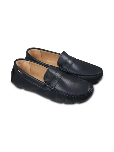 Bosswear Kids' Leather Loafers In Blue