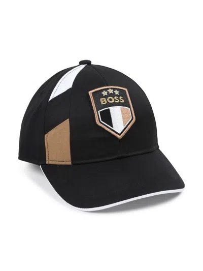 Bosswear Kids' Logo-appliqué Curved-peak Cap In Black