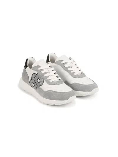 Bosswear Kids' Logo-appliqué Lace-up Sneakers In White