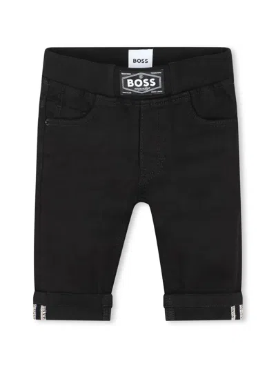 Bosswear Babies' Logo-appliqué Turn-up Jeans In Black
