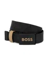 Bosswear Logo-buckle Leather Belt In 黑色