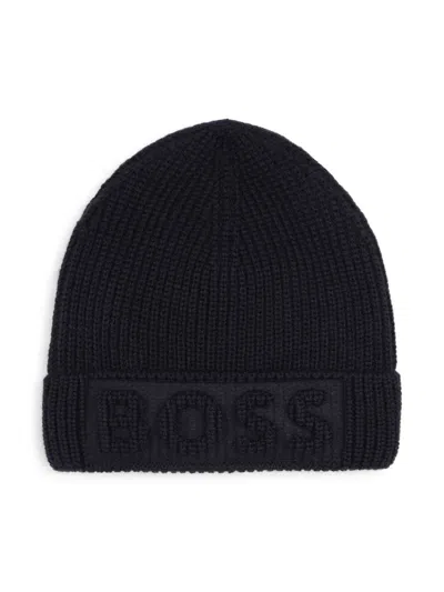 Bosswear Kids' Embroidered-logo Beanie Hat In Blue