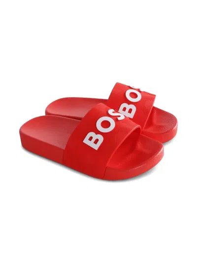 Bosswear Kids' Logo-detail Slides In Red