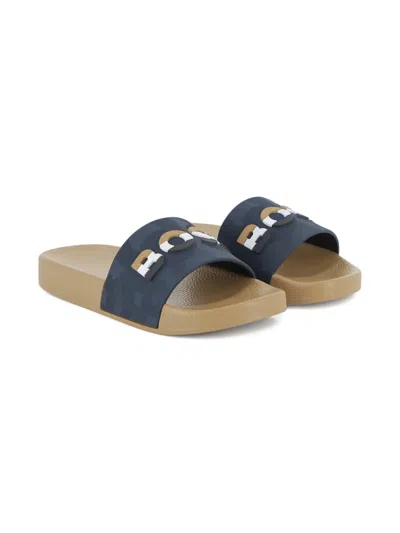 Bosswear Kids' Logo-detail Slides In Black