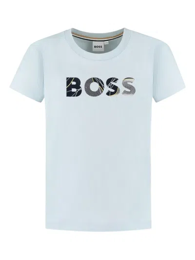 Bosswear Kids' Logo-detail T-shirt In Blue