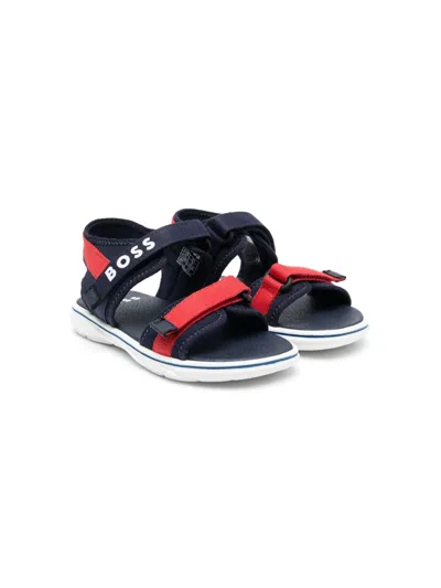 Bosswear Kids' Logo-detail Touch-strap Sandals In Blue