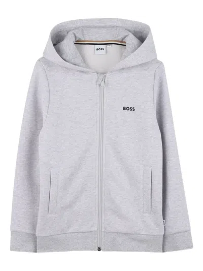 Bosswear Kids' Logo-detail Zip-up Hoodie In Gray