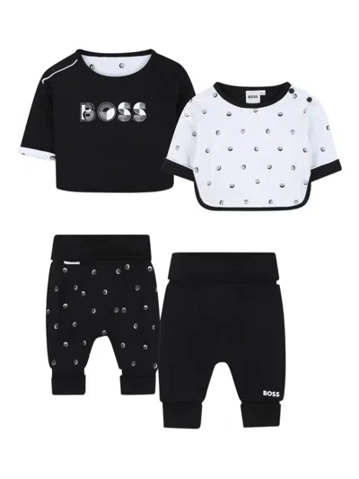 Bosswear Babies' Logo-embellished T-shirt And Trousers Set In Black
